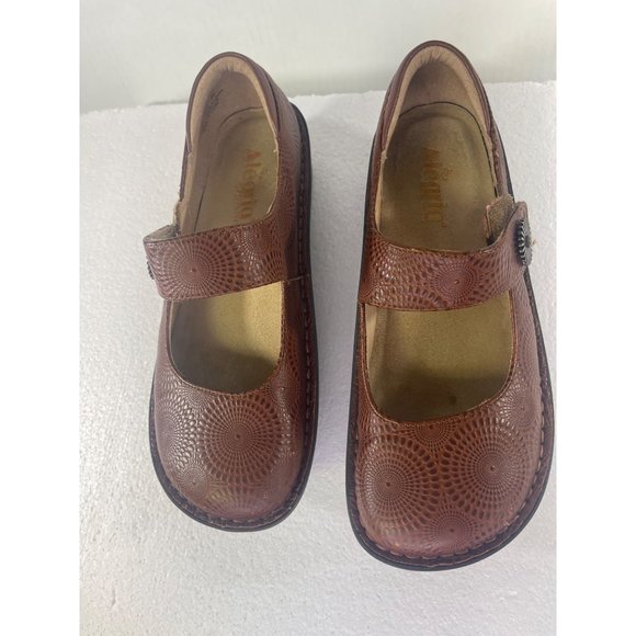 Alegria Paloma Clogs Women's size 9.5 Mary Jane Brown Leather Embossed Comfort - Picture 15 of 16